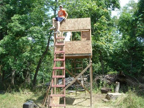 Deer blind with walls installed